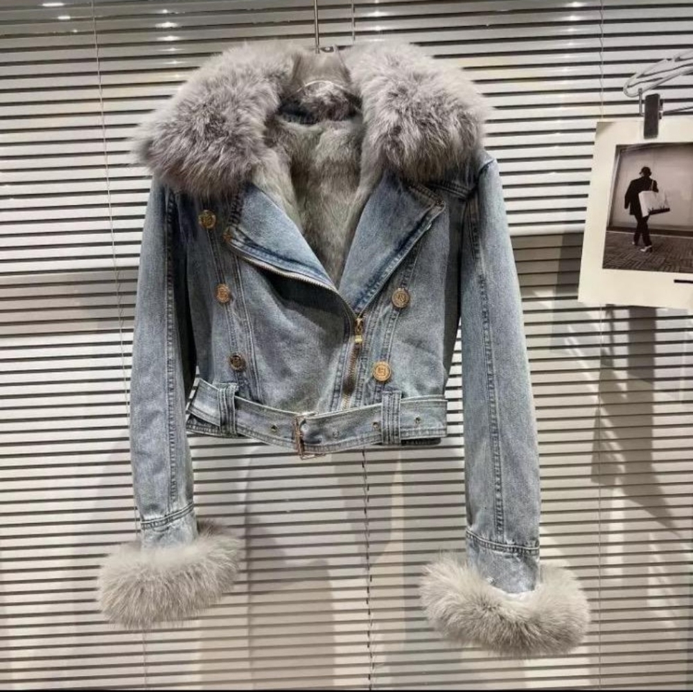 Size Small Faux Fur Denim Jacket